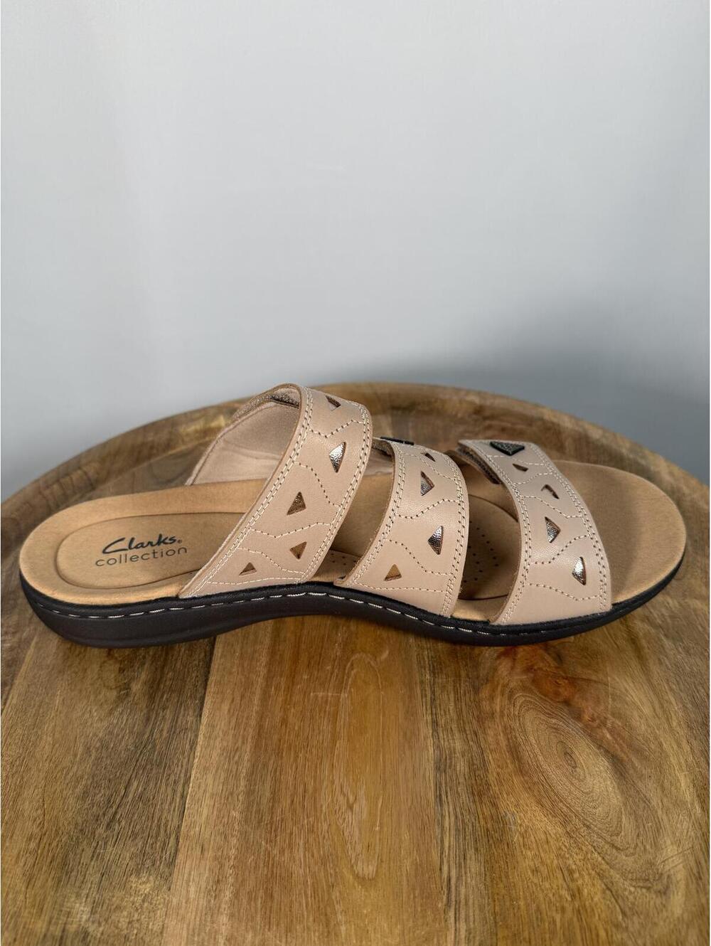 Clarks Laurieann Nora Sand Leather Slide Sandals US 12W Wide Comfort Slip-On NWB - Picture 12 of 13